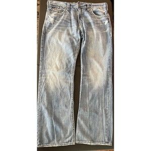 Silver Jeans Zac Flap Mens 38x34 Blue Denim Pants Medium Boot Straight